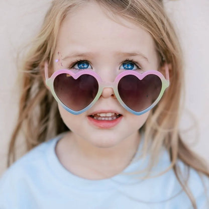 Frankie Ray Kids Sunglasses Heart Rainbow with colourful heart-shaped frame and UV400 smoke lenses for children aged 3 to 8 years