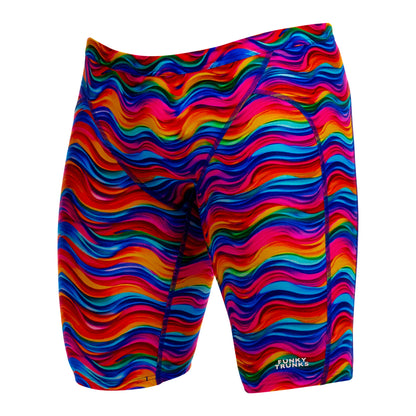 Funky Trunks Plastic Fantastic men's training jammers in a bright multicoloured print, front view