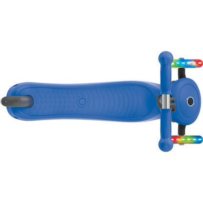 Globber 3 Wheel Primo Lights Scooter with Anodised T Bar- Navy Blue