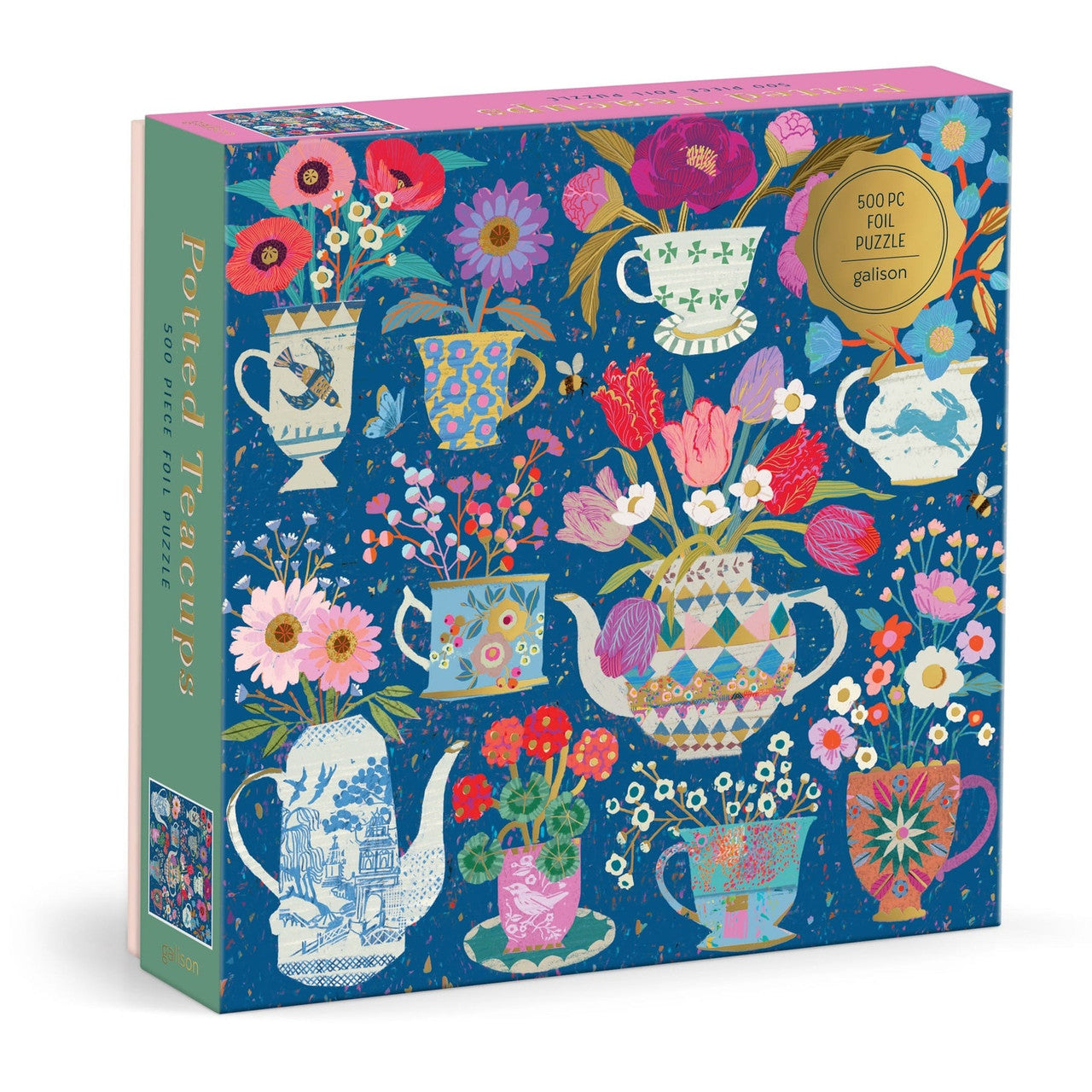 Galison 500pc - Victoria Ball Potted Teacups Foil Puzzle