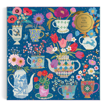 Galison 500pc - Victoria Ball Potted Teacups Foil Puzzle