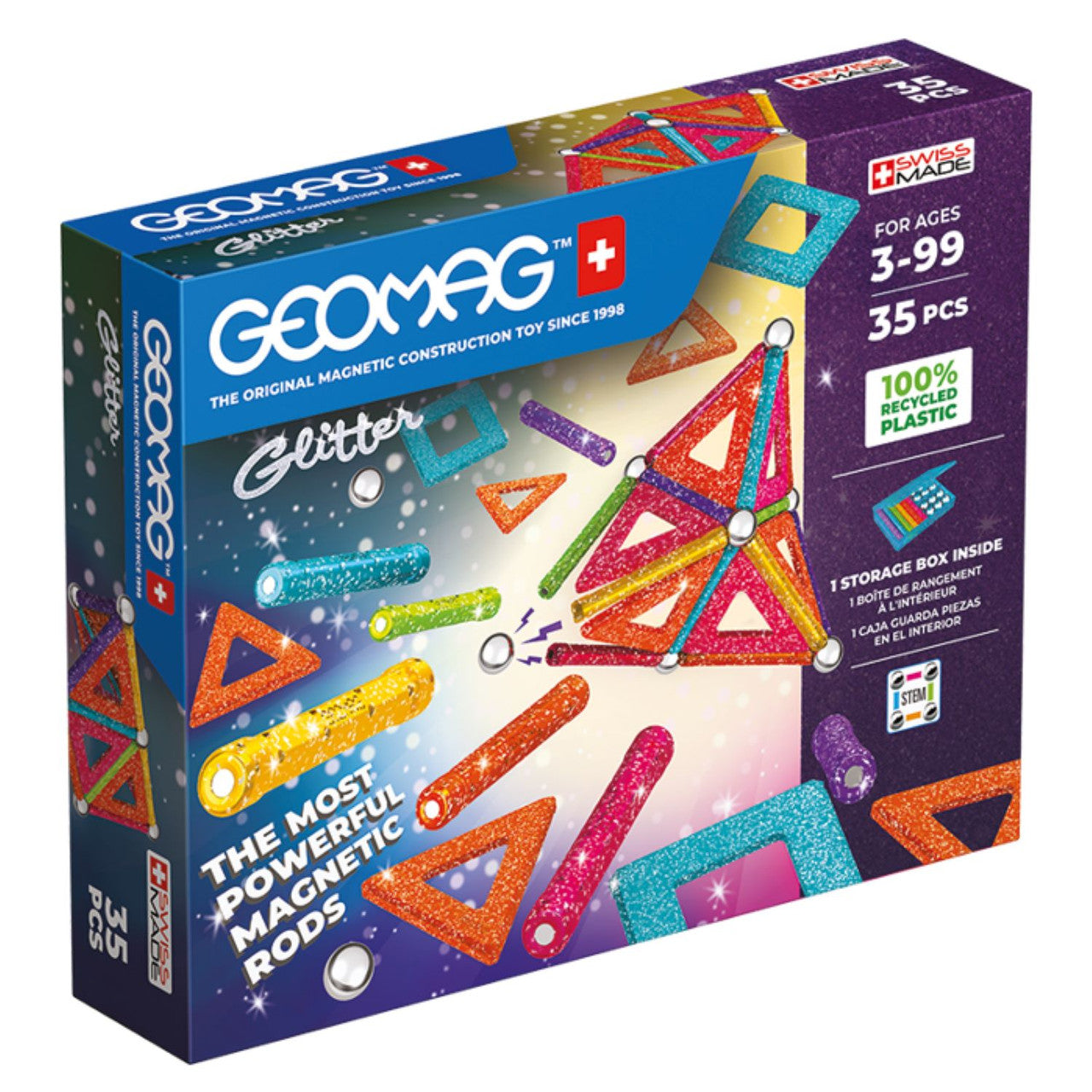 Geomag - Glitter Panels Recycled 35pc