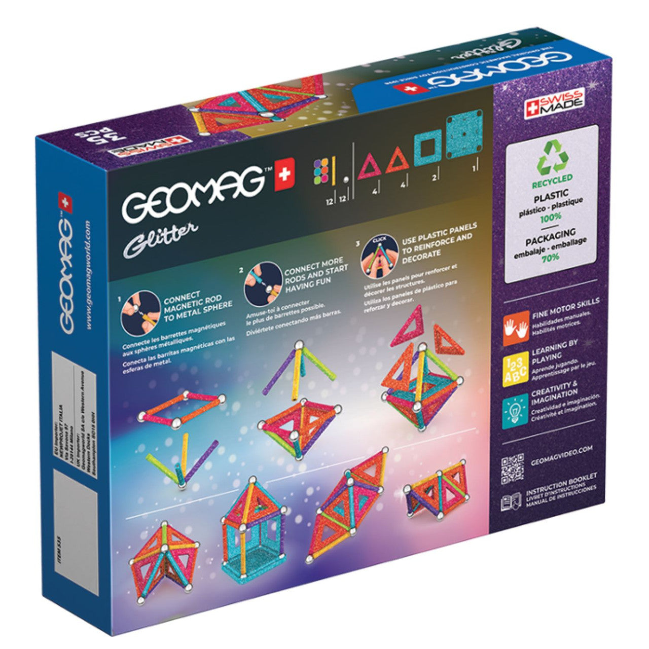 Geomag - Glitter Panels Recycled 35pc
