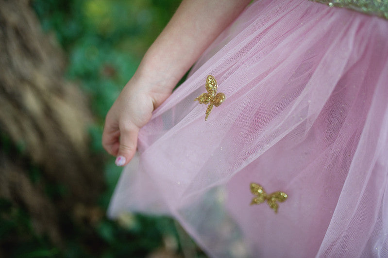 Great Pretenders - Gold Sequins Butterfly Dress & Wings (size 5-7)