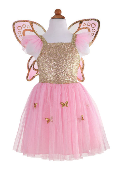Great Pretenders - Gold Sequins Butterfly Dress & Wings (size 5-7)