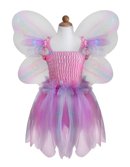 Great Pretenders - Pink Butterfly Dress & Wings with Wand (size 5-6)
