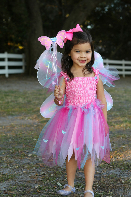 Great Pretenders - Pink Butterfly Dress & Wings with Wand (size 5-6)