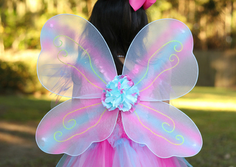 Great Pretenders - Pink Butterfly Dress & Wings with Wand (size 5-6)