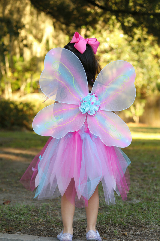 Great Pretenders - Pink Butterfly Dress & Wings with Wand (size 5-6)