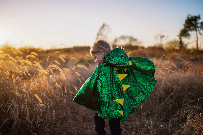 Great Pretenders - Metallic Green Dragon Cape (size 2-3)