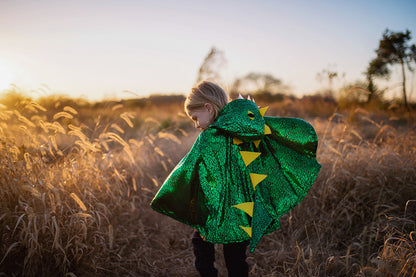 Great Pretenders - Metallic Green Dragon Cape (size 2-3)