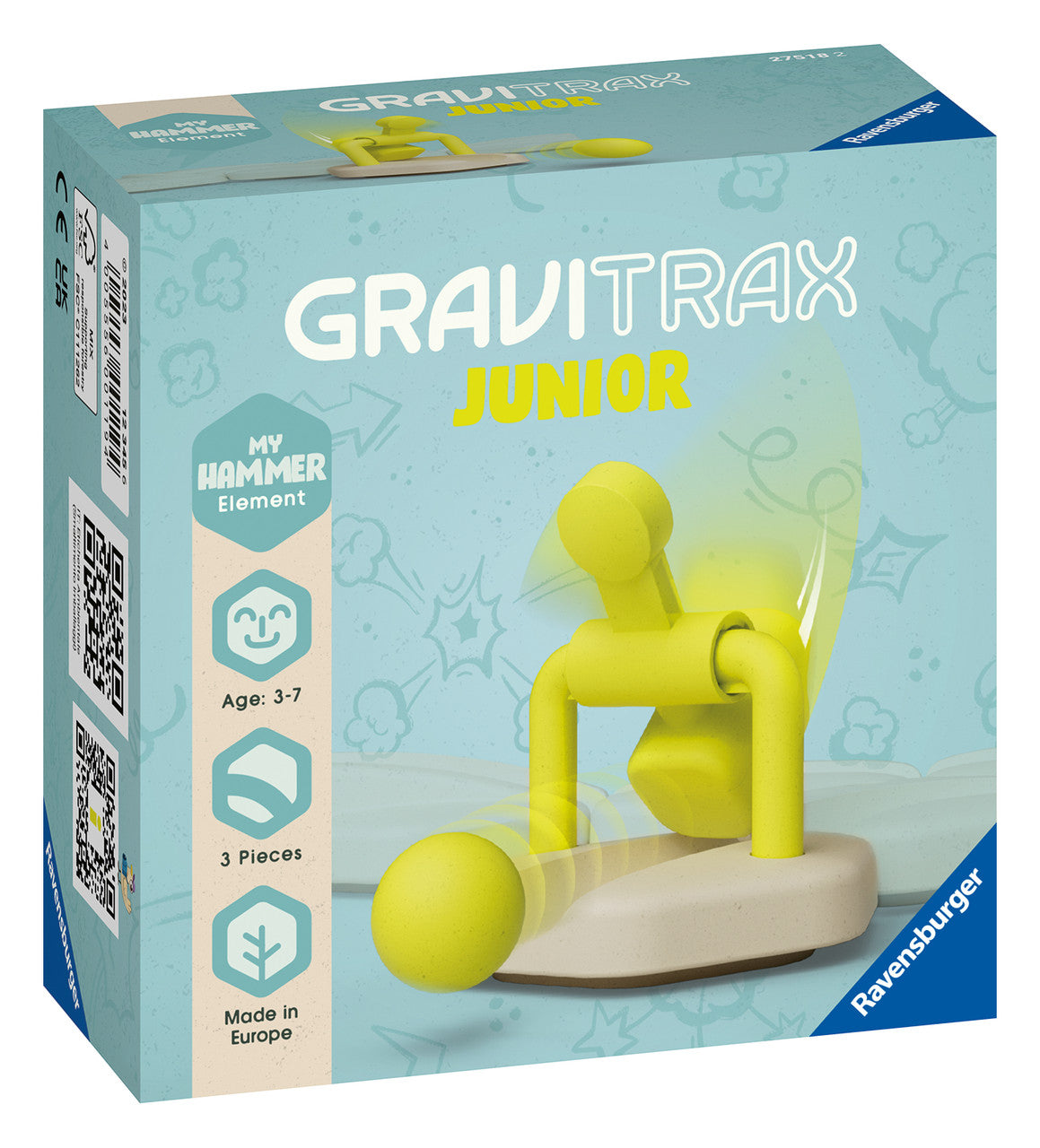 GraviTrax Junior Element Hammer expansion set with interactive swinging marble run component