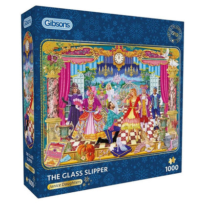Gibsons 'The Glass Slipper' puzzle box with colorful illustration on a blue background