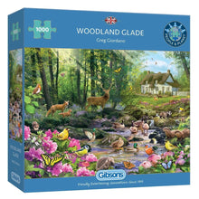 Gibsons 'Woodland Glade' puzzle box with a scenic illustration of a forest and animals.