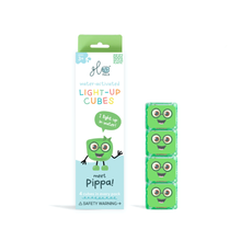 Glo Pals Cube Pippa green water activated light-up sensory cubes for bath and sensory play