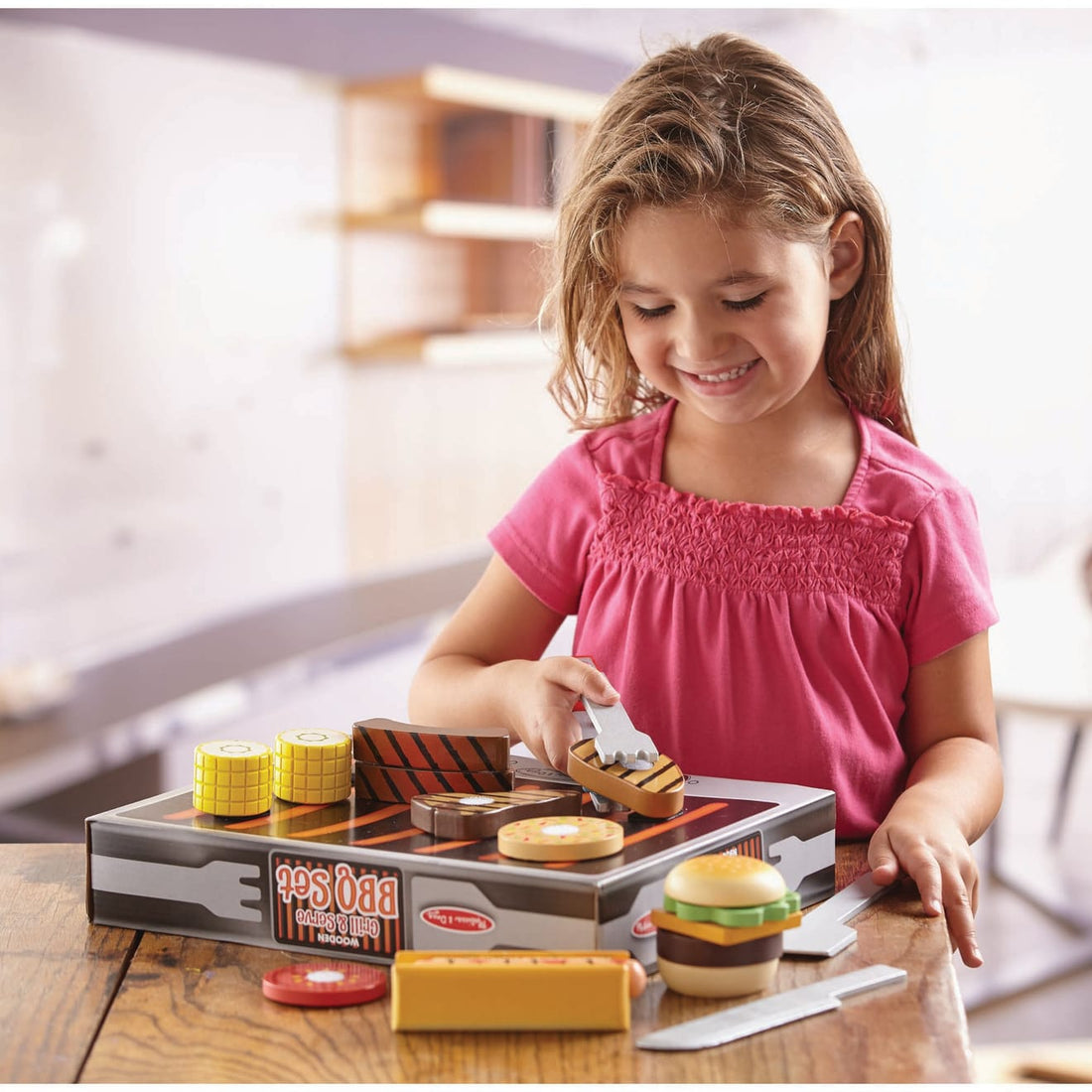 Melissa & Doug - Wooden Grill & Serve BBQ Set