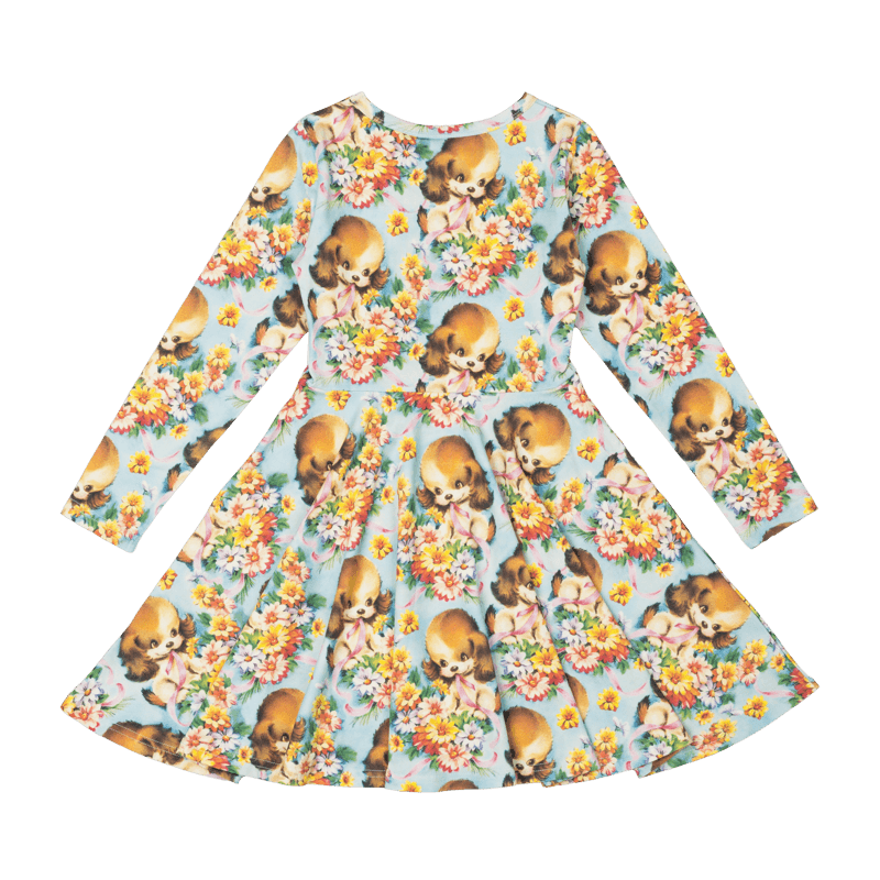 Puppy Love Long Sleeve Waisted Dress - Teen