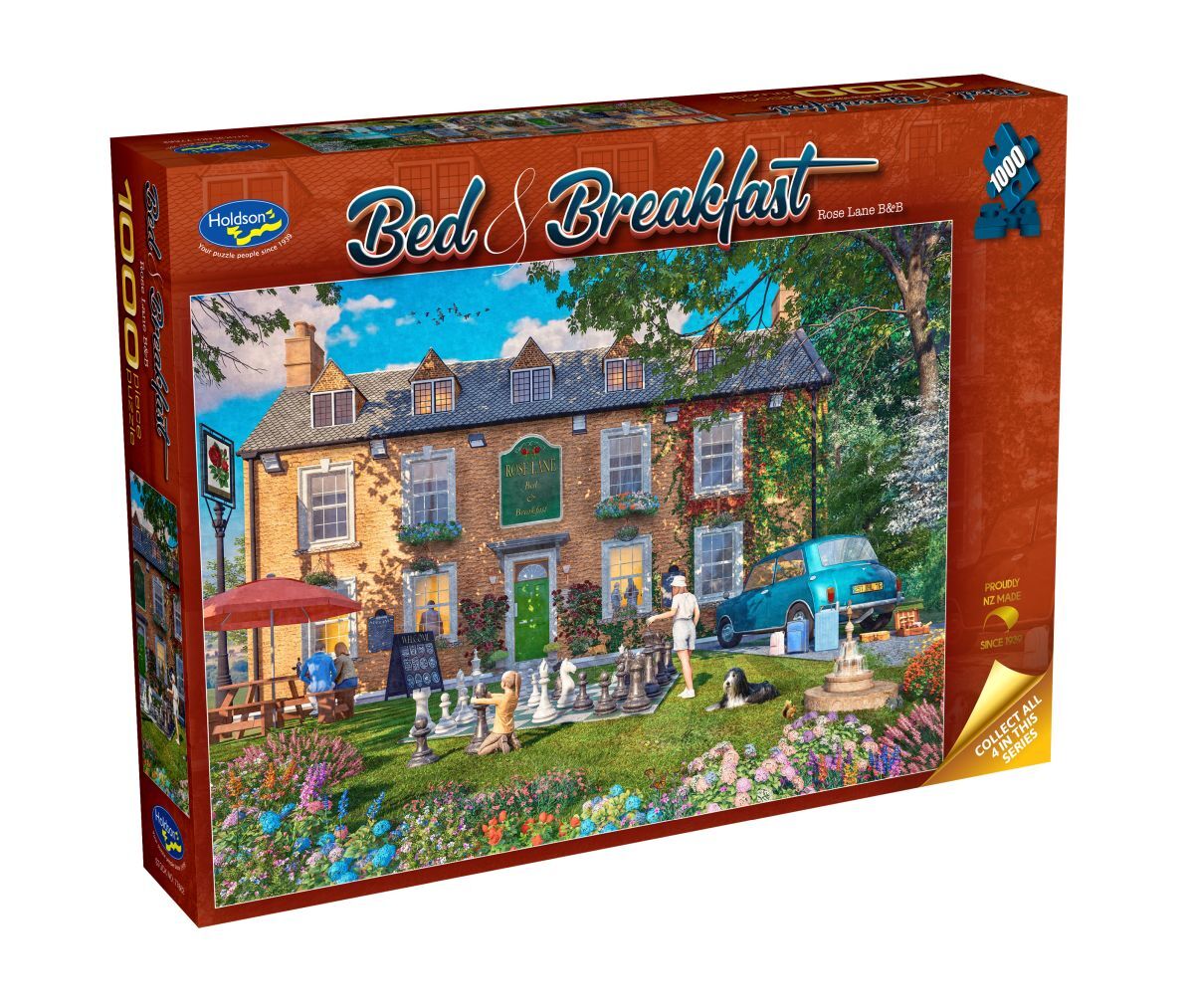 Jigsaw puzzle box titled 'Bed & Breakfast' with a scenic illustration on the cover.