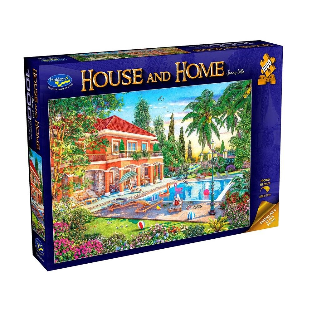 Puzzle box titled 'House and Home' with a colorful illustration of a house and garden on the cover.