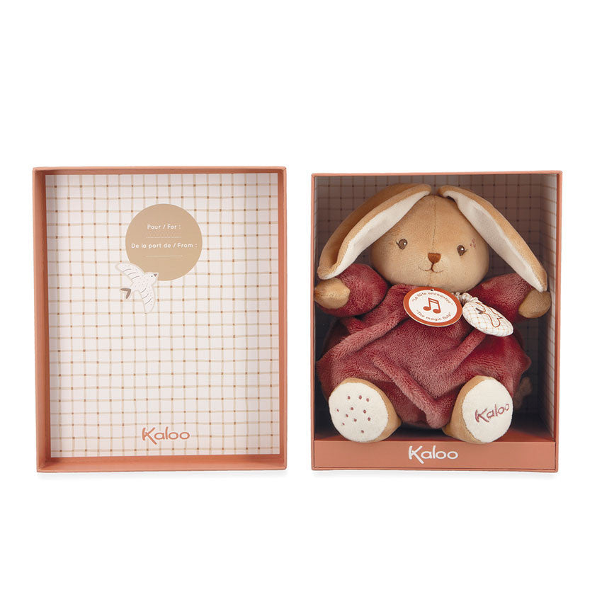 Kaloo - Signature Plume Musical Rabbit Burgundy 17cm