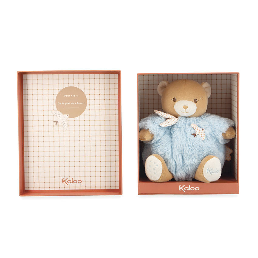 Baby-safe Kaloo blue teddy bear comfort toy