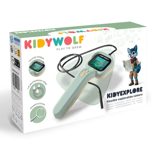 KIDYWOLF® KIDYEXPLORE flexible exploration camera with colour screen, waterproof camera probe and LED light for children