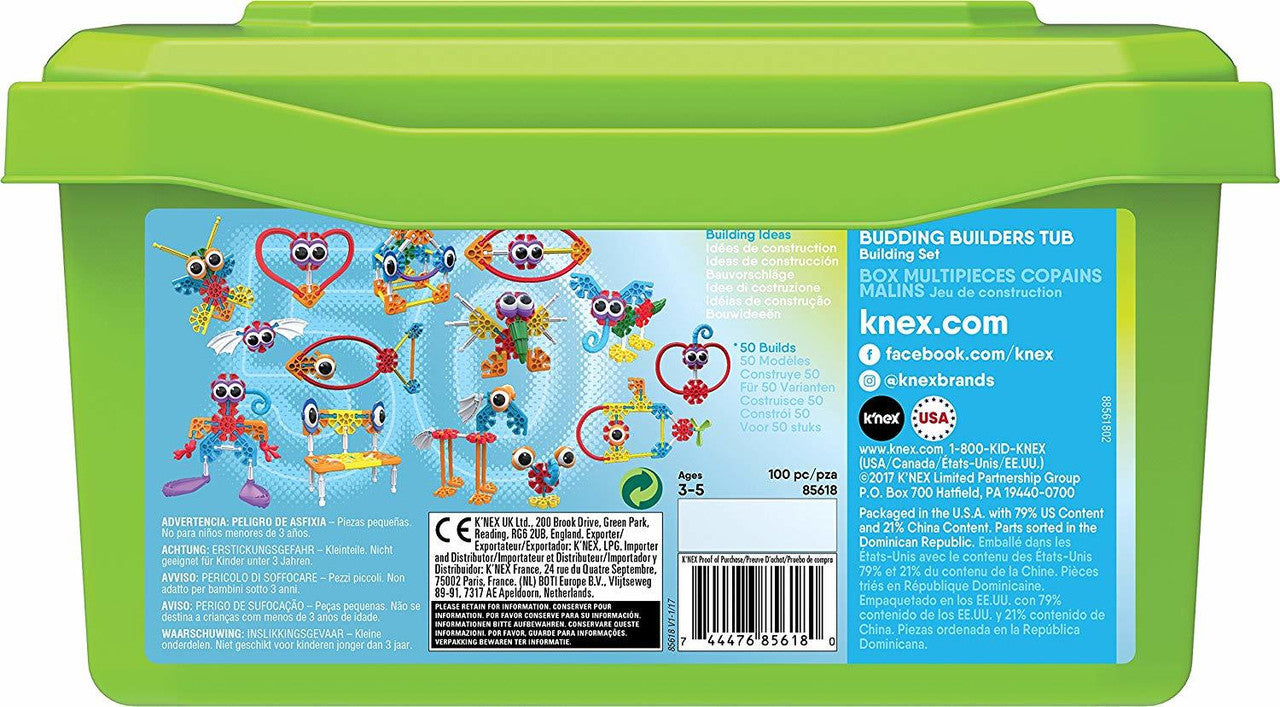 K'Nex - Budding Builders Tub 100 pcs, 50 Builds