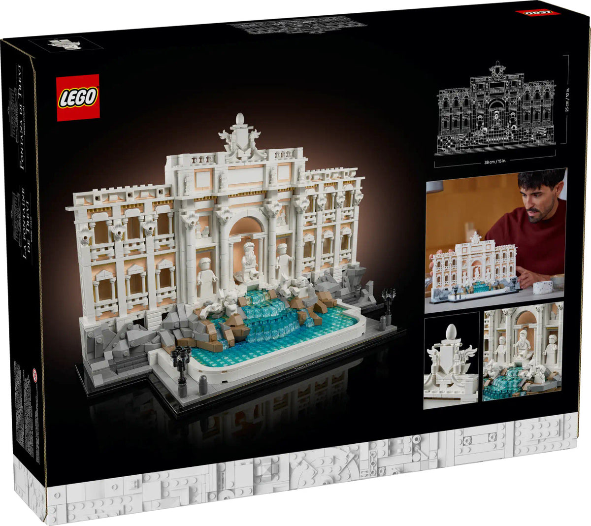 LEGO model of a famous landmark on its packaging with LEGO logo.