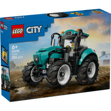LEGO City tractor set packaging with blue sky and clouds