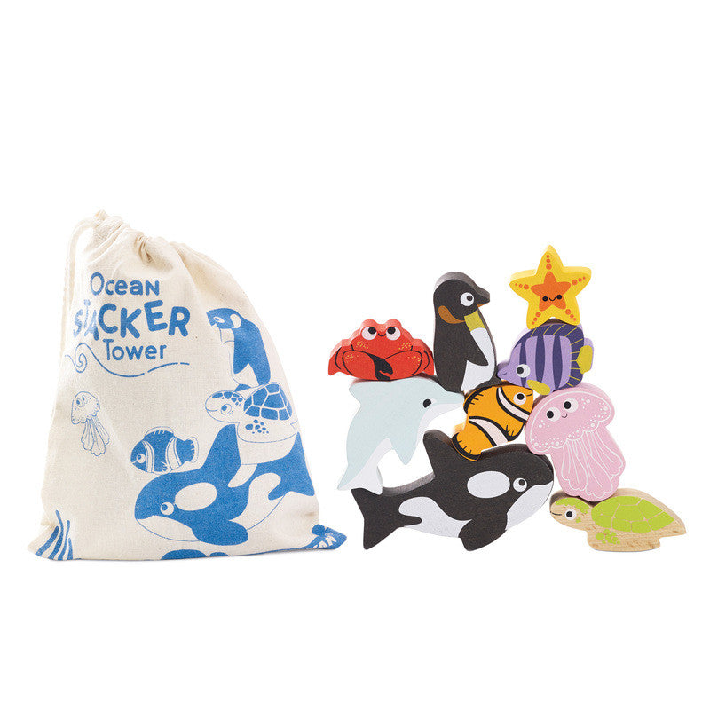 Le Toy Van - Ocean Life Stacking Animals & Bag - 10 Piece LEPL139