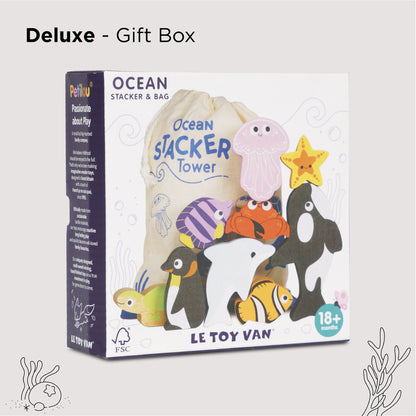 Le Toy Van - Ocean Life Stacking Animals & Bag - 10 Piece