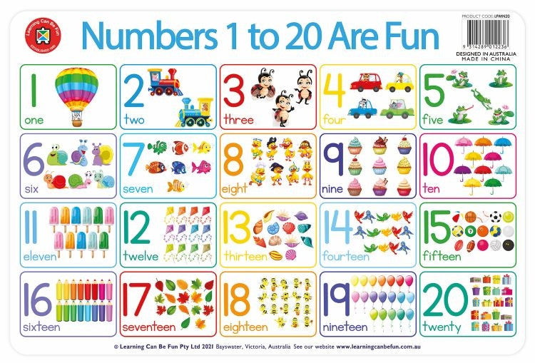 Numbers 1-20 Are Fun Placemat
