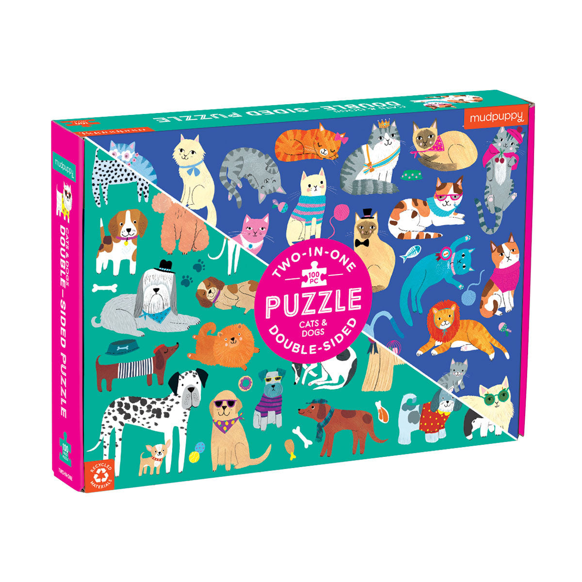 Mudpuppy - 100pc Double-Sided Puzzle - Cats & Dogs