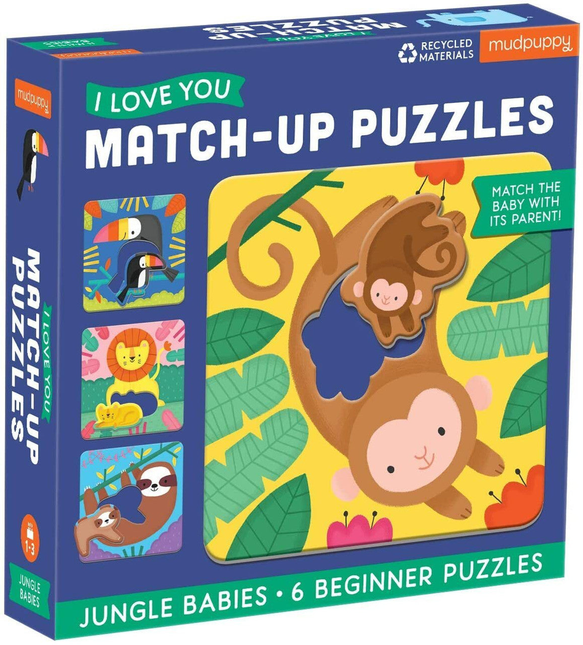 Mudpuppy I love you 6 Match-Up Puzzles - Jungle Babies