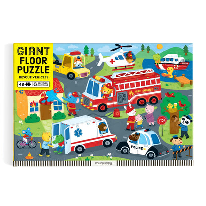 Mudpuppy 48pc - Rescue Vehicles Floor Puzzle *Minor Box Damage*