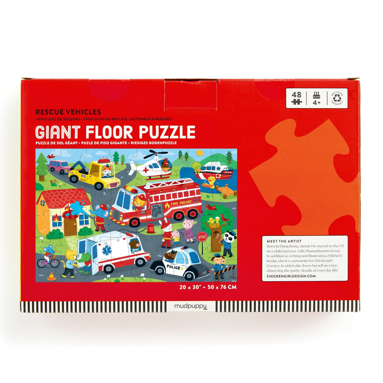 Mudpuppy 48pc - Rescue Vehicles Floor Puzzle *Minor Box Damage*
