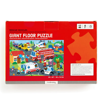 Mudpuppy 48pc - Rescue Vehicles Floor Puzzle *Minor Box Damage*