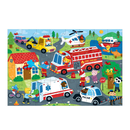 Mudpuppy 48pc - Rescue Vehicles Floor Puzzle