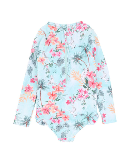 Minihaha - Milana Blue Long Sleeve Sunsuit