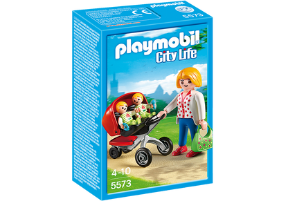 Playmobil City Life Mother with Twin Stroller