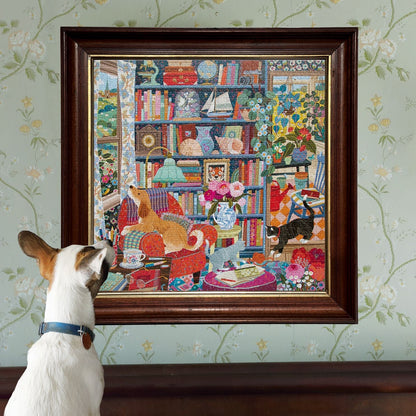 eeBoo 1000pc - English Cottage Library Puzzle