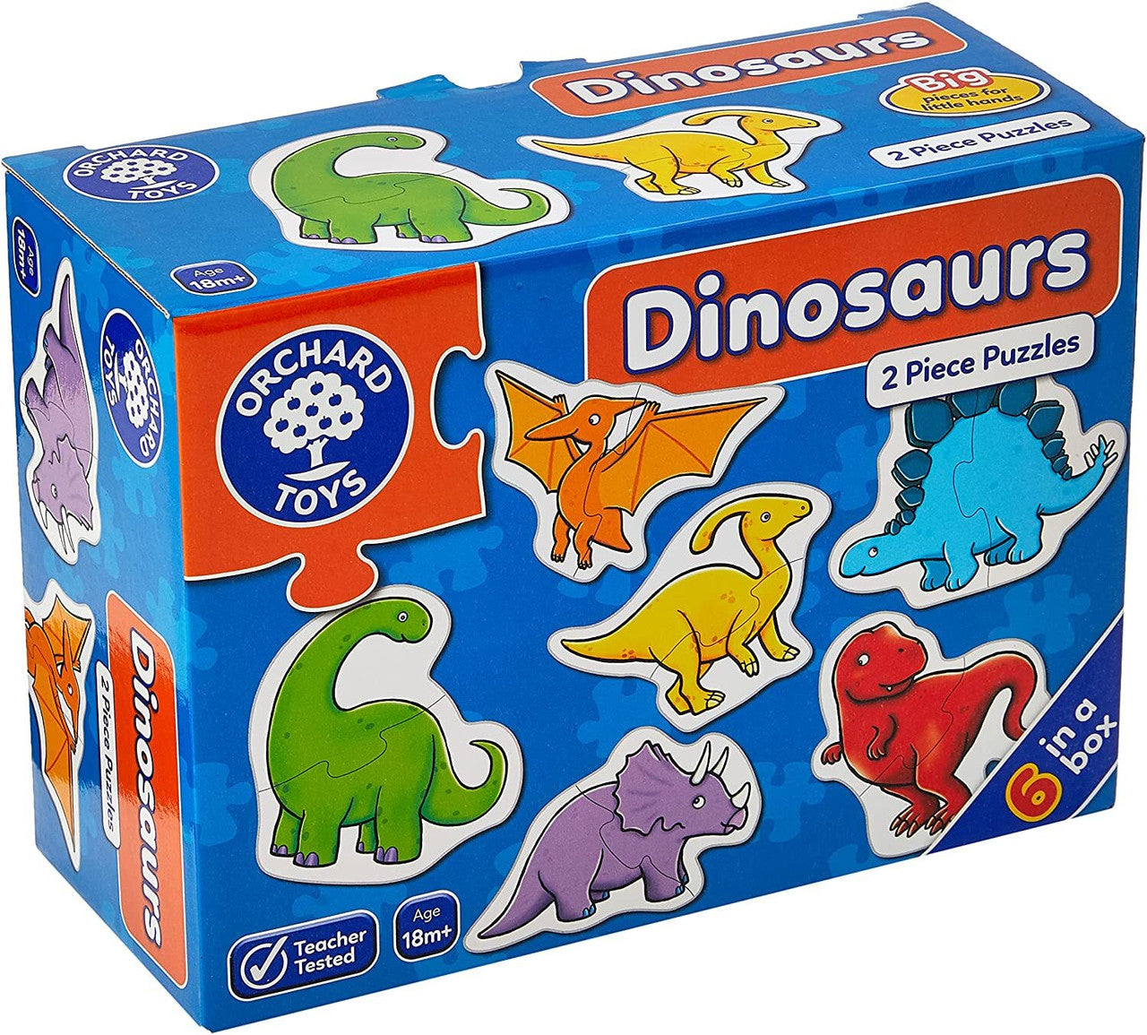 Orchard Toys - Dinosaur 6 x 2 Piece Puzzles