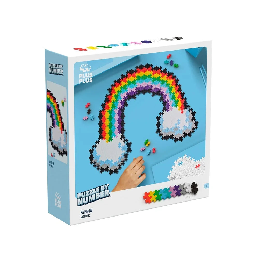Plus-Plus Puzzle by Number Rainbow 500 piece box shown front-on against a white background