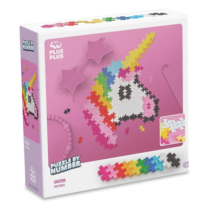 Plus-Plus Puzzle by Number Unicorn 250 piece box shown front-on against a white background