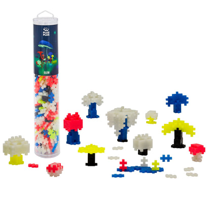 Plus-Plus Glow in the Dark Mix 240 piece tube standing upright on a white background