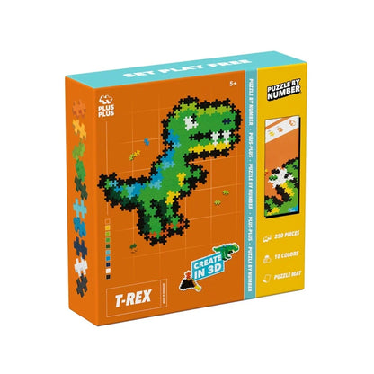 Plus-Plus Puzzle by Number T-Rex 250 piece box shown front-on against a white background