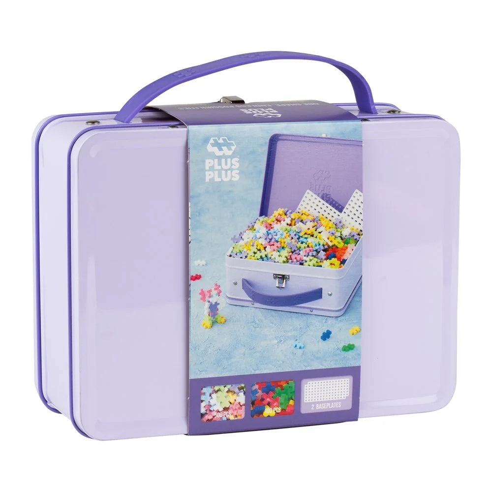 Plus-Plus Suitcase Pastel Metal PP7003 with 600 colourful construction pieces, baseplate and reusable metal storage case