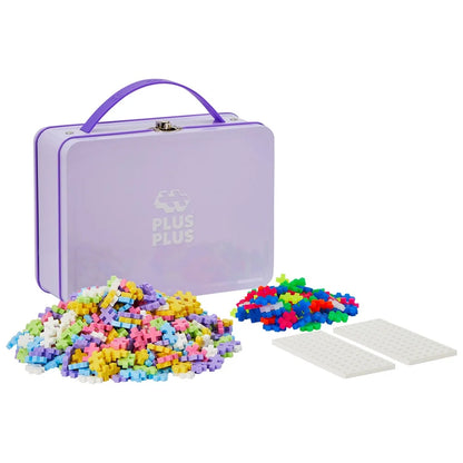 Plus-Plus Suitcase Pastel Metal PP7003 with 600 colourful construction pieces, baseplate and reusable metal storage case