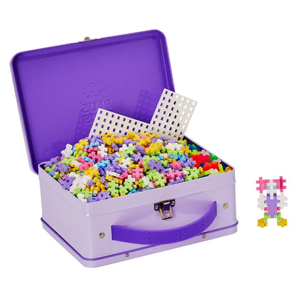 Plus-Plus Suitcase Pastel Metal PP7003 with 600 colourful construction pieces, baseplate and reusable metal storage case