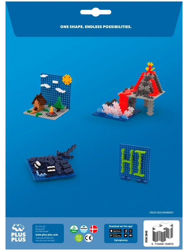 Plus-Plus Baseplates Blue & Grey - 2 Pack, 11.5cm Building Base